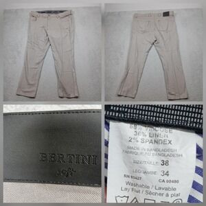 Bertini Soft Pants Men's 38x34 Beige Linen Blend Stretch Casual